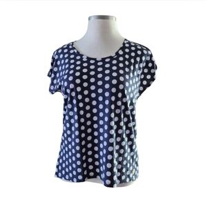 Michael Kors Navy and White Polka Dot Short Sleeve Top